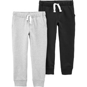 Carter's Boys 2 Pack French Terry Active Joggers/Pants (Black/Gray, 14)