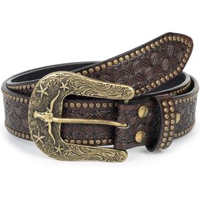 INOGIH Vintage Flower-Print Western-Belt for Women Men - Western Buckble Cowboy-Belt for 29-37" Waist in Kuwait