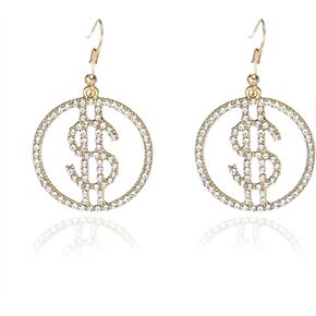 100 Dollar Earrings Personalized Punk Hiphop Paper Cash Bill Currency Money Dangle Drop Statement Earrings Bar Night Club Casino Jewelry Gifts for Women Girls in Saudi Arabia
