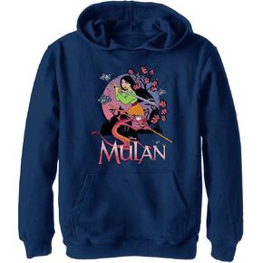 Disney Boy's Mulan Warrior 2 Hoodie, Navy Heather, Small