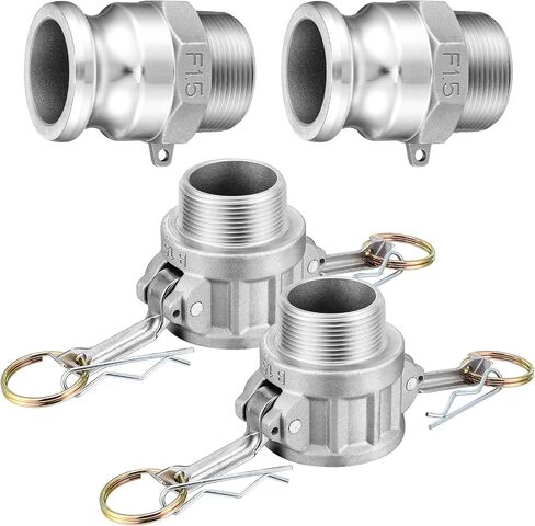 Hicarer 2 Pcs Type B NPT Global Cam Groove Hose Fitting and 2 Pcs Type F NPT Aluminum Cam Lock Fittings Camlock Gasket Fitting for Industrial Agriculture (1 Inch) in Saudi Arabia