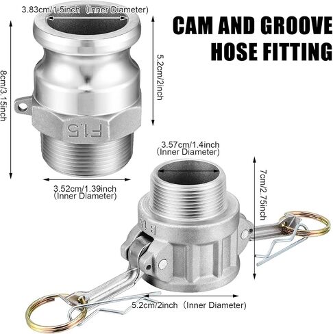 Hicarer 2 Pcs Type B NPT Global Cam Groove Hose Fitting and 2 Pcs Type F NPT Aluminum Cam Lock Fittings Camlock Gasket Fitting for Industrial Agriculture (1 Inch) in Saudi Arabia