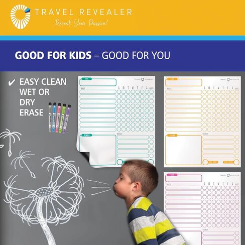 Large Magnetic Chore Chart for Kids Multiple Kids 11x13 3PK Chore Board Family Reward Chart for Kids at Home Magnetic Chore Chart Goal Incentive Reward Chart for Kids Behavior Chart +5 Markers in Kuwait