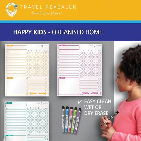 Large Magnetic Chore Chart for Kids Multiple Kids 11x13 3PK Chore Board Family Reward Chart for Kids at Home Magnetic Chore Chart Goal Incentive Reward Chart for Kids Behavior Chart +5 Markers in Kuwait