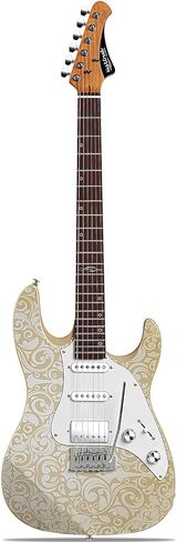 جيتار كهربائي ذو جسم صلب من WestCreek JX-20، التقاطات HSS مع ملف منفصل، رقبة خشب القيقب المحمص، حنق نهاية مستديرة، صواميل عظمية، لوحة فريتس من خشب الورد، جسم الماهوجني (أبيض فيكتوري) in Kuwait