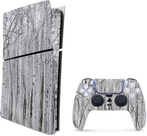 MightySkins Glossy Glitter Skin Compatible with Playstation 5 PS5 Slim Digital Edition Console Only - Birch Forest | Protective, Durable High-Gloss Glitter Finish | Easy to Apply | Made in The USA in Saudi Arabia