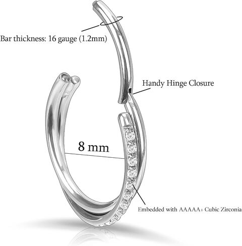 PIERCINGBOY 16G 10mm Cartilage Earring Hoop 316L Surgical Steel Hinged Septum Clicker Ring Tragus Helix Daith Conch Rook Piercing Jewelry in Saudi Arabia