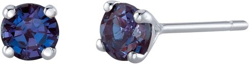 Peora Solid 14K Gold 4mm Round Created Alexandrite Solitaire Stud Earrings for Women, Hypoallergenic Color Changing 0.50 Carat total AAA Grade, June Birthstone, Friction Backs in Saudi Arabia