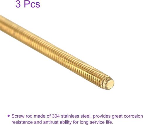 DMiotech 2 Pack M2.5 x 250mm Fully Threaded Rod Brass Right Hand Threads Rod Bar Studs in Saudi Arabia