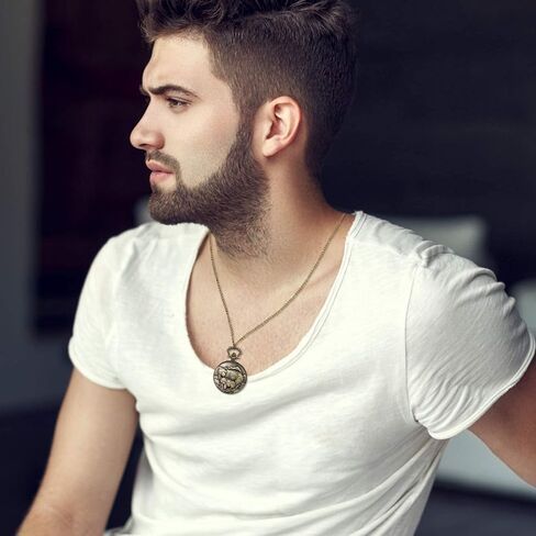 ساعة جيب كوارتز برونزية من Lancardo منقوشة على My Son Love Dad للرجال والأولاد وساعة جيب فوب وعلامات عربية كبيرة مع سلسلة in Kuwait