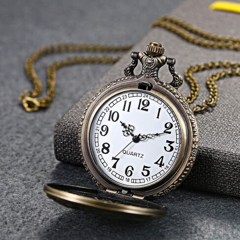 ساعة جيب كوارتز برونزية من Lancardo منقوشة على My Son Love Dad للرجال والأولاد وساعة جيب فوب وعلامات عربية كبيرة مع سلسلة in Kuwait