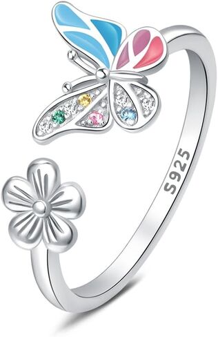 CYCUFF 925 Sterling Silver Ring for Women Teen Girls, Open Twist Adjustable Ring Stacking Ring Gift for Women Girls in Saudi Arabia