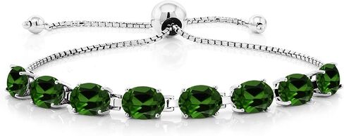Gem Stone King 925 Sterling Silver Black Onyx Tennis Bracelet For Women (5.60 Cttw, Gemstone December Birthstone, Oval 7X5MM, Fully Adjustable Up to 9 Inch) in Saudi Arabia