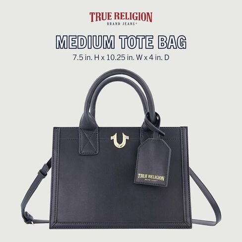 ترو ريليجن شنطة يد كبيرة توت للنساء من ترو ريليجيون، شنطة سفر متوسطة الحجم مع حزام كتف قابل للتعديل وشعار حدوة حصان in Kuwait