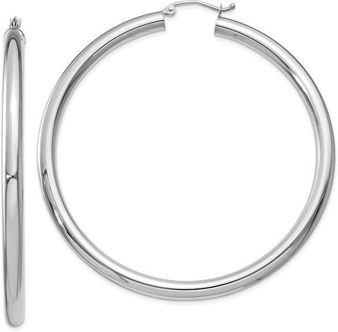 4mm Classic Lightweight Hoop Earrings in Real 14k White Gold in Saudi Arabia