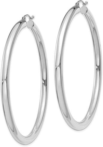 4mm Classic Lightweight Hoop Earrings in Real 14k White Gold in Saudi Arabia