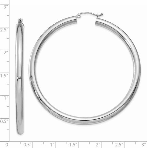 4mm Classic Lightweight Hoop Earrings in Real 14k White Gold in Saudi Arabia