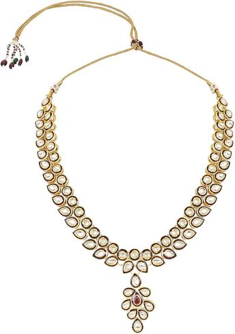 I Jewels Indian Wedding Bollywood Gold Plated Traditional Maroon Meenakari Handcrafted Kundan Necklace With Dangle Earrings & Maang Tikka Jewellery Set For Women/Girls (IJ356) in Saudi Arabia