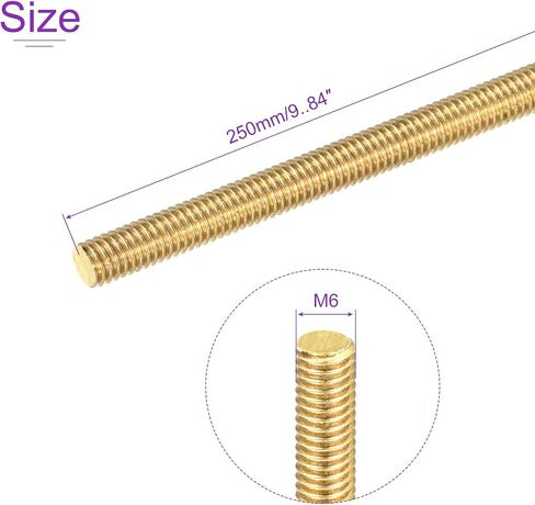 DMiotech 2 Pack M2.5 x 250mm Fully Threaded Rod Brass Right Hand Threads Rod Bar Studs in Saudi Arabia