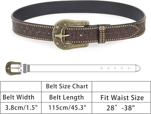 حزام غربي عتيق مطبوع عليه زهور من INOGIH للنساء والرجال - حزام رعاة البقر بإبزيم غربي للخصر 29-37 بوصة in Kuwait