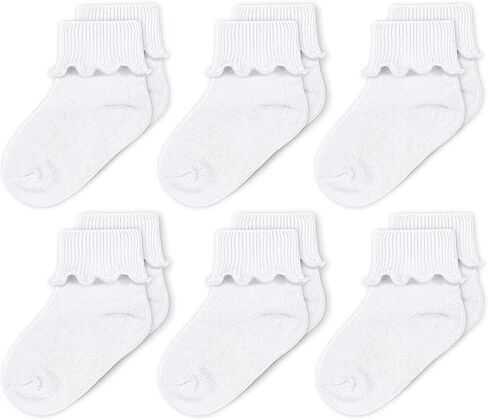 CozyWay Baby Ruffle Socks Baby Girl Turn Cuff Ankle Comfy Cotton Socks Infant - 6 Pack in Saudi Arabia