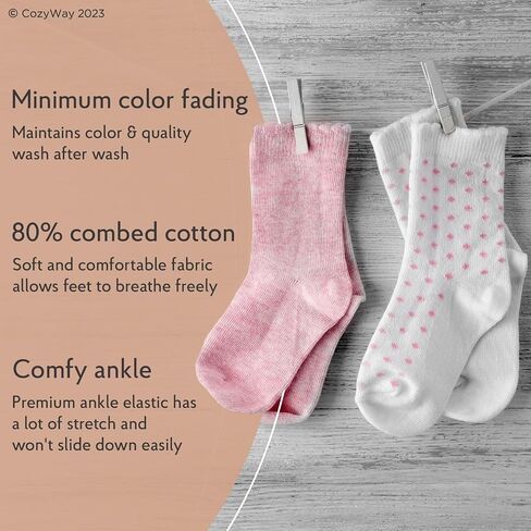 CozyWay Baby Ruffle Socks Baby Girl Turn Cuff Ankle Comfy Cotton Socks Infant - 6 Pack in Saudi Arabia