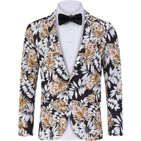 TURETRENDY Men's Printed Blazer Casual Slim Fit One Button Sports Coat Festival Party Jacket Squareheart XL