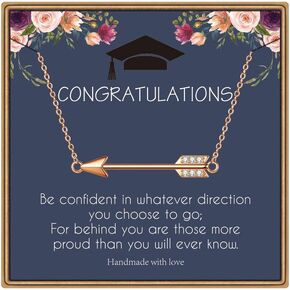 Graduation Gifts for Her 2023, Class Of 2023 Inspirational Graduation Arrow Necklace Jewelry High School College Senior Graduation Gifts for Her Women Best Friends Sister Daughter Girls Grad Present