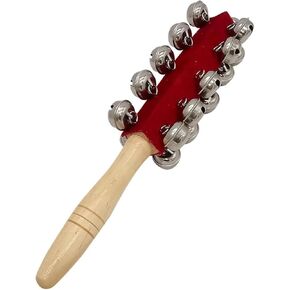 1 Pcs 10 inch Wooden Handle Bells Instrument ,Stick Ring Christmas Jingle Bells Hand Percussion Shaker 21 Bells (1 Pcs)