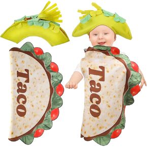 Halloween Baby Taco Costume Set Cinco De Mayo Mexican Fiesta Taco Role Play with Hat for Boys and Girls Costumes
