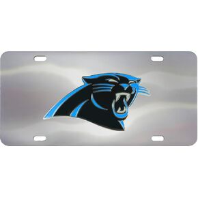 FANMATS 27349 Carolina Panthers Stainless Steel Front License Plate with Large 3D Molded Team Metal Emblem