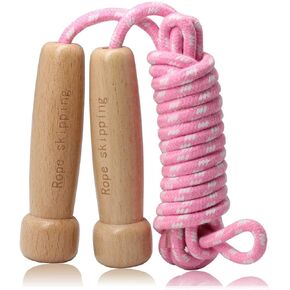 Jump Rope Kids, EGOSKY Adjustable Wooden Handle Skipping Rope for Adult Men Boys Girls Fitness Exercise Outdoor Activity