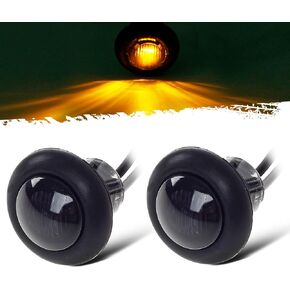 Partsam 2pcs 3/4" Smoke Lens Red LED Clearance Side Marker Bullet Light/Rubber Grommet For RV Camper Truck Trailer Boat Car Pickups, 12V
