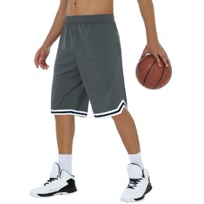 JWM Mens 11" Basketball Shorts - Long Mesh Athletic Gym Workout Sport Shorts with Zip Pockets Quick Dry Lightweight