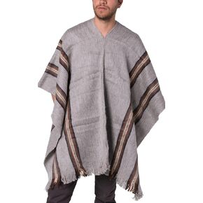 Gamboa Genuine Alpaca Wool Poncho Men Mexican Pancho Mens Cowboy Western Ponchos Adult Polo Neck
