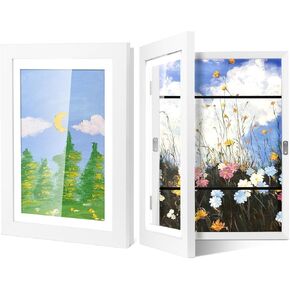 Kid's Art Display Frame - 11"X14" Artwork Pictures for Drawings Schoolwork ＆ Art Projects at Home (1 Pack White)