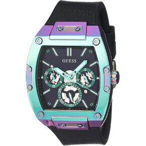 GUESS Men's 43mm Watch - Black Strap Black Dial Multi-Color Case