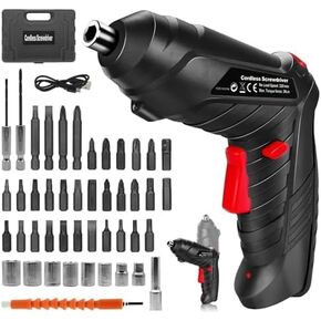 Electric Cordless Screwdriver,MQUPIN 47-in-1 Drill Driver Screwdriver Set,3.6V Battery Power Rechargeable Screwdriver kit,Rotatable Dual Position Handle with LED Light Charger for Home Office Work