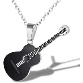 AILUOR Men Women Guitar Pick Necklace with Adjustable Chain Hip Hop Music Style Titanium Steel Guitar Tag Pendant Jewelry Personalized Gift