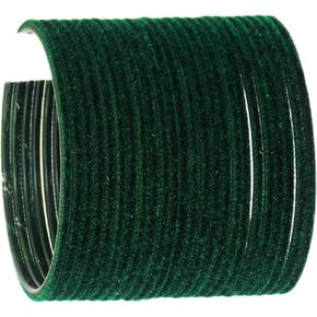 JD'Z COLLECTION مجموعة أساور المجوهرات الهندية للنساء والفتيات مجموعة أساور معدنية مخملية سادة مجوهرات متعددة الألوان مجموعة أساور متطابقة للنساء مجموعة أساور من 24 لون أخضر داكن in Kuwait