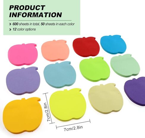 Sticky Notes, Self Sticky Post Notes, Colored Sticky Tabs for Notebooks Bible Study School Office Supplies 2.75 x 2.75 Inch 50 Pieces/Pad 600 Sheet Apples in Kuwait