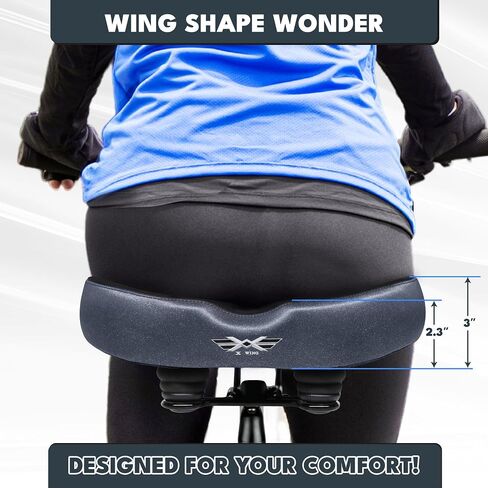 X WING New-Age Noseless Bike Seat Cushion for Men & Women - Extra Padding & Wide - Suitable for City, Electric, Stationary Bikes - Compatible with Peloton Bikes – Wide Winged Bike Seat with Cushion in Saudi Arabia