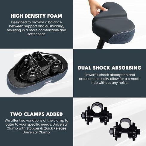 X WING New-Age Noseless Bike Seat Cushion for Men & Women - Extra Padding & Wide - Suitable for City, Electric, Stationary Bikes - Compatible with Peloton Bikes – Wide Winged Bike Seat with Cushion in Saudi Arabia