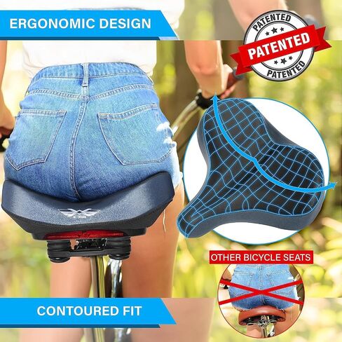 X WING New-Age Noseless Bike Seat Cushion for Men & Women - Extra Padding & Wide - Suitable for City, Electric, Stationary Bikes - Compatible with Peloton Bikes – Wide Winged Bike Seat with Cushion in Saudi Arabia