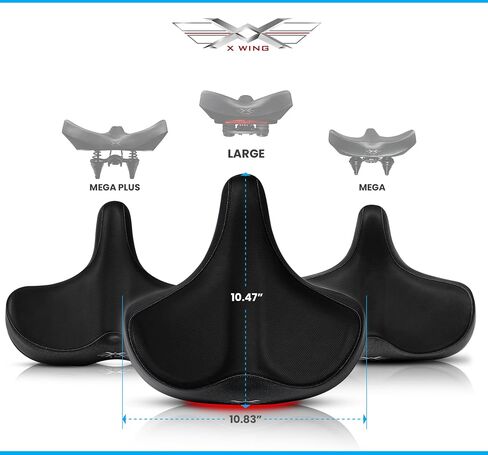 X WING New-Age Noseless Bike Seat Cushion for Men & Women - Extra Padding & Wide - Suitable for City, Electric, Stationary Bikes - Compatible with Peloton Bikes – Wide Winged Bike Seat with Cushion in Saudi Arabia