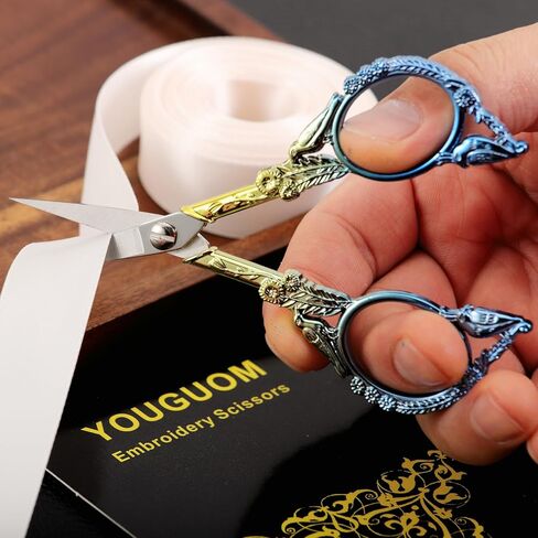 مقص التطريز YOUGUOM، مقص خياطة مدبب حاد للحرف اليدوية عبر غرزة التطريز الفني والحياكة أدوات DIY الصغيرة، 4.6 بوصة ذهبي أخضر لطيف طائر in Kuwait