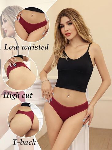 Breathable Cotton Thongs for Women No Show Bikini Underwear Soft and Comfortable Panties Pack of 6 in Kuwait