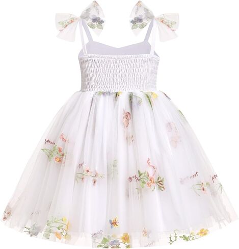IBTOM CASTLE Toddler Tutu Dress Baby Girls Party Dress Floral Backless Ruffle Tulle Dress for Cake Smash Birthday in Saudi Arabia