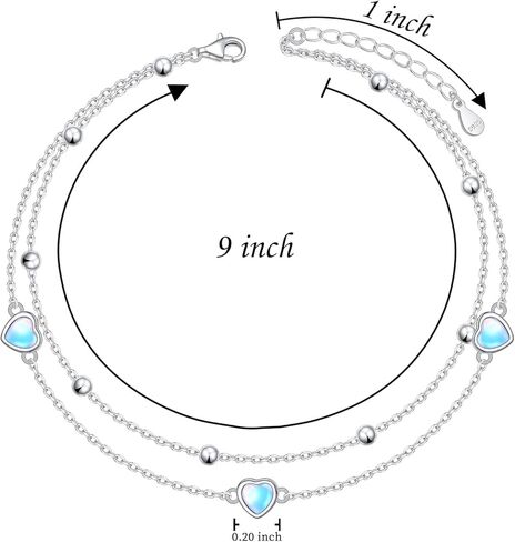 Yearace S925 Sterling Silver Layered Anklet for Women Mermaid/Heart Opal/Moon Star Adjustable Foot Anklet Jewelry Gifts for Women in Kuwait