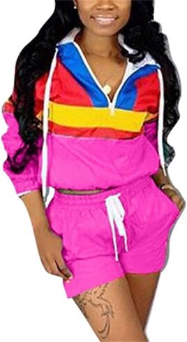 طقم ملابس رياضية للنساء من قطعتين من EOSIEDUR سترة واقية من الرياح سترة بغطاء للرأس in Kuwait